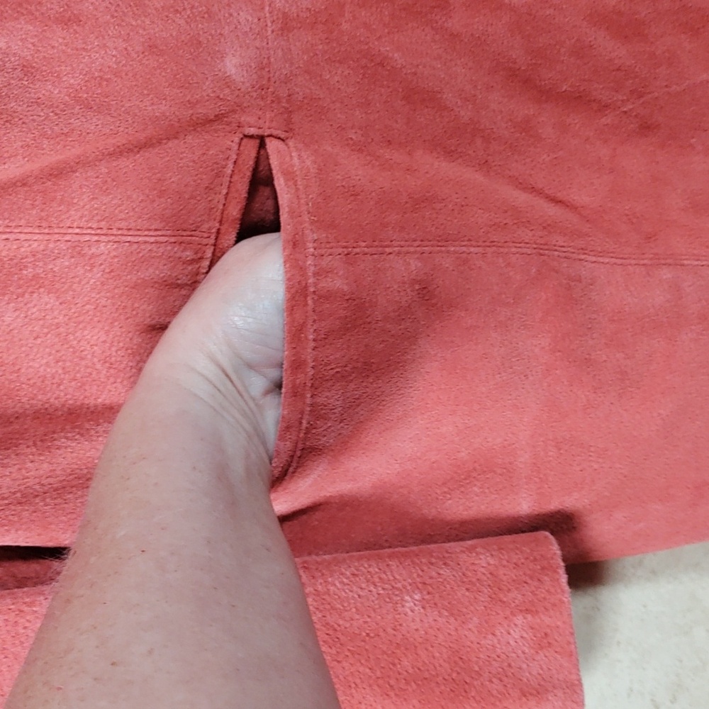 01L02 Dialogue rust suede leather button front pa… - image 5